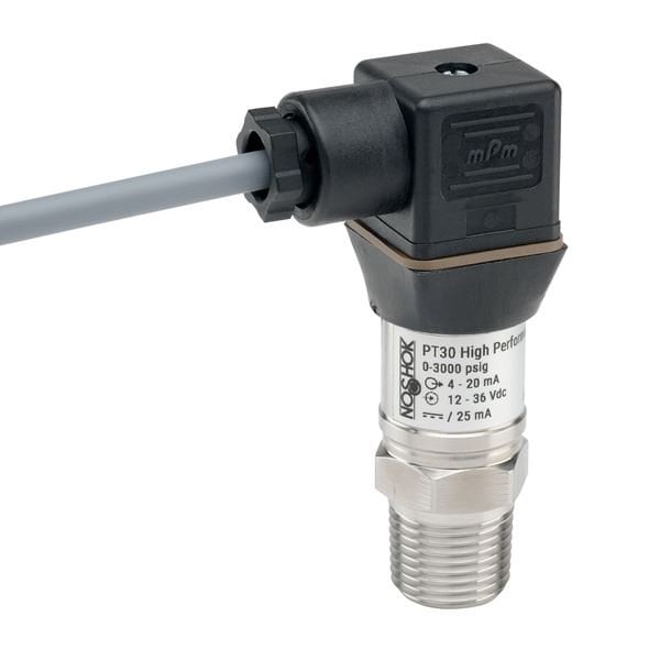Noshok Pressure Transmitter, 0-2000 psi gauge, +/-0.25% of span, 0.5 Vdc to 4.5 Vdc, 3-wire ratiometric, 1 PT30-2000psig-1-13-2-18 - main